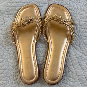 Saks Fifth Avenue Gold Braided Sandals